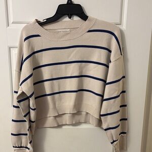 Striped Cream and Blue Women's Sweater